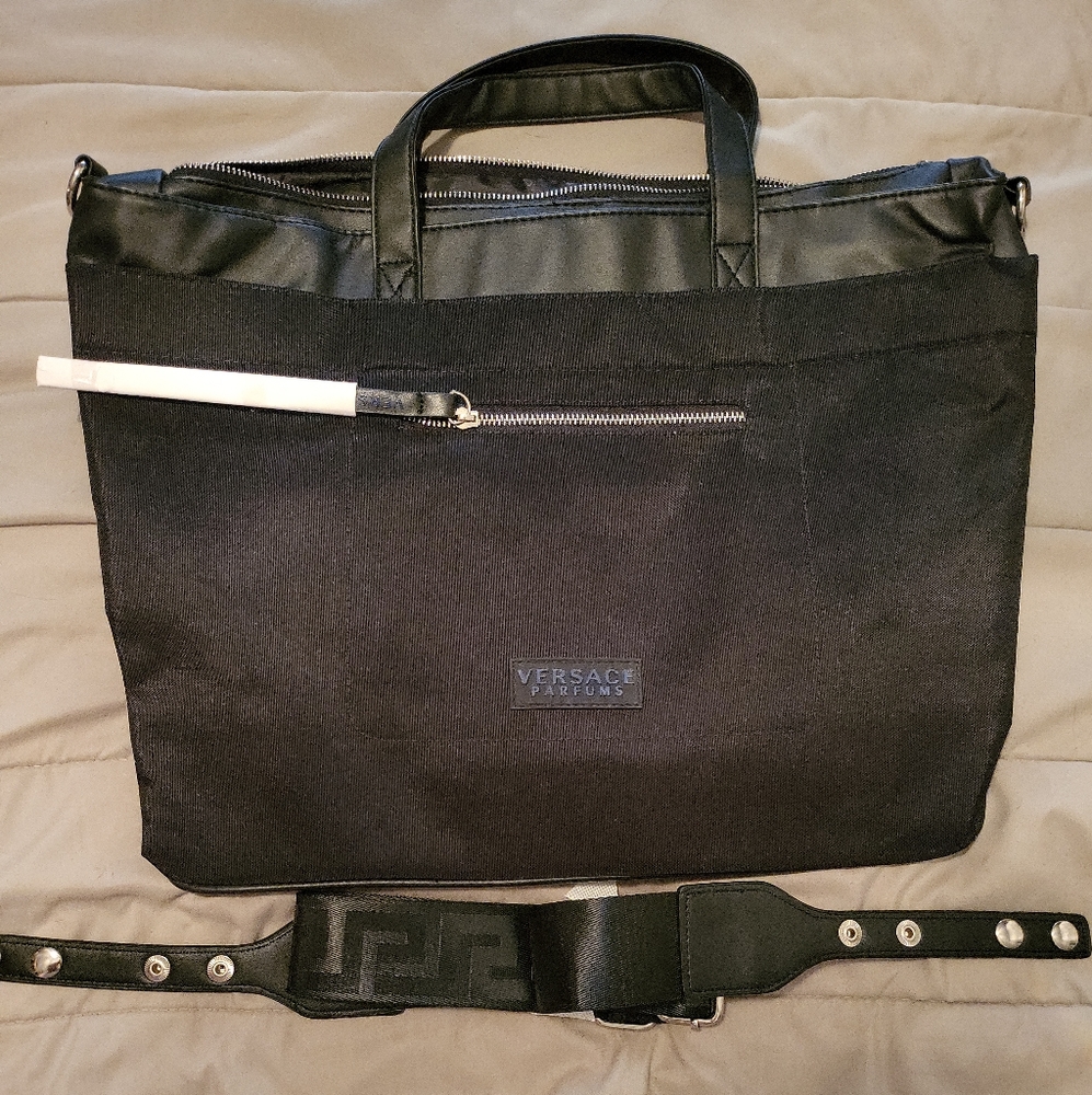 Versace Perfumes Leather/Canvas Tote